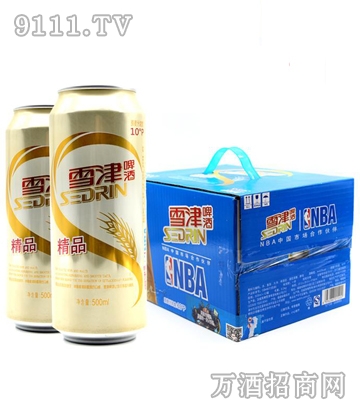 雪津啤酒 雪津精品易拉罐500ml×12罐